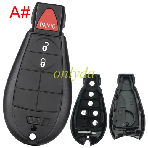 For Chrysler  remote key shell with panic button, emergency blade included， pls choose the button