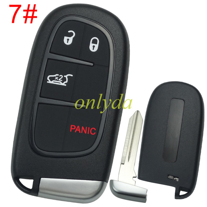 For Chrysler/Dodge/Jeep/Fiat  remote key shell with blade CY24，the key pad cant be removed，with badge place , pls choose button