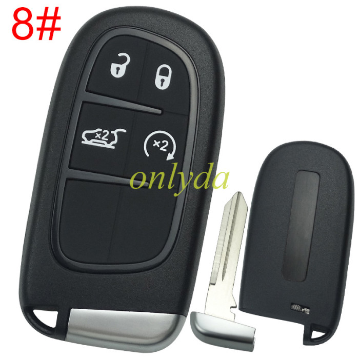 For Chrysler/Dodge/Jeep/Fiat  remote key shell with blade CY24，the key pad cant be removed，with badge place , pls choose button