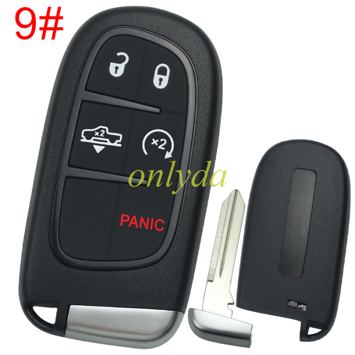For Chrysler/Dodge/Jeep/Fiat  remote key shell with blade CY24，the key pad cant be removed，with badge place , pls choose button
