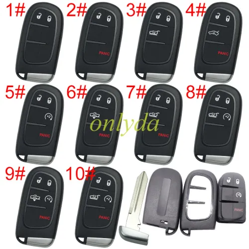 For Chrysler/Dodge/Jeep/Fiat  remote key shell with blade CY24，the key pad cant be removed，with badge place , pls choose button
