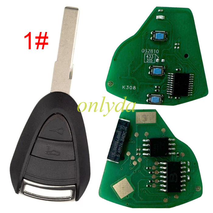For Porsche remote 911 918 key with315 or 434mhz ASK with ID46 chip,you can choose 2 button or 3 button.
