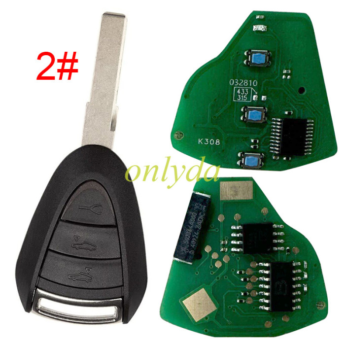 For Porsche remote 911 918 key with315 or 434mhz ASK with ID46 chip,you can choose 2 button or 3 button.