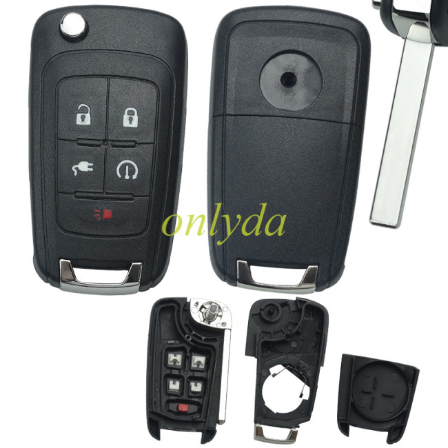 For Buick remote key shell 4+1Button with round badge place