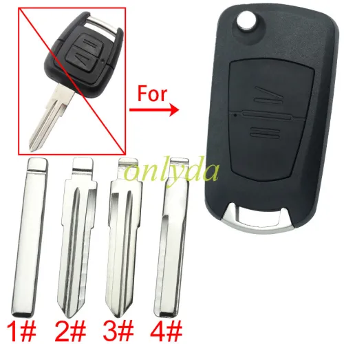For Opel modified 2 Button remote key shell with round badge place, pls choose the blade