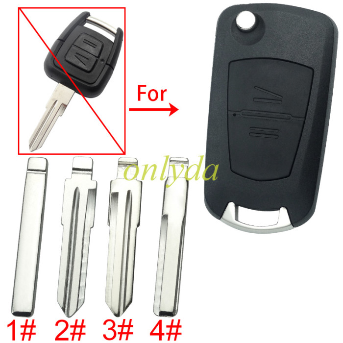 For Opel modified 2 Button remote key shell with round badge place, pls choose the blade