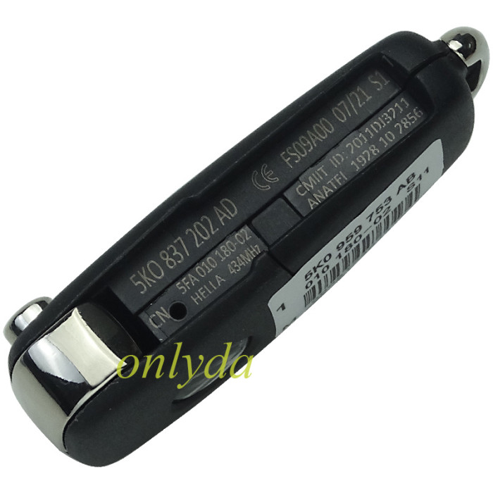 For VW New 202AD Model  3 button key blank After 2011 （original key shell ） without blade