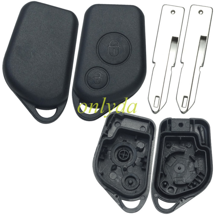 For Peugeot 2 button remote  key blank (with battery part without badge) NE73 blade