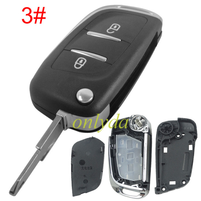 For Citroen modified 2 button remote key shell without battery clamp without badge place, pls choose the blade type  1#-VA2 2#-HU83 3#-NE73