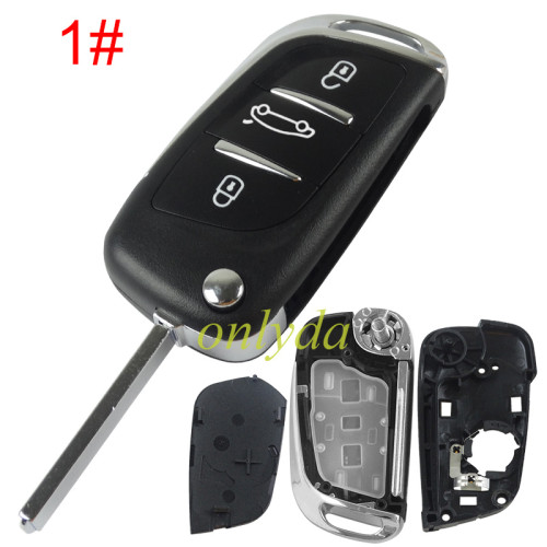 For Citroen modified 3 button remote key shell with battery clamp without badge place, pls choose the blade type  1#-VA2 2#-HU83 3#-NE73