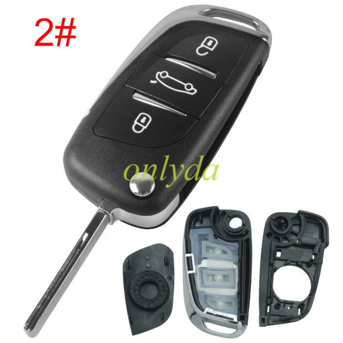 For Peugeot 3 button remote key shell with badge, pls choose the blade HU83/VA2