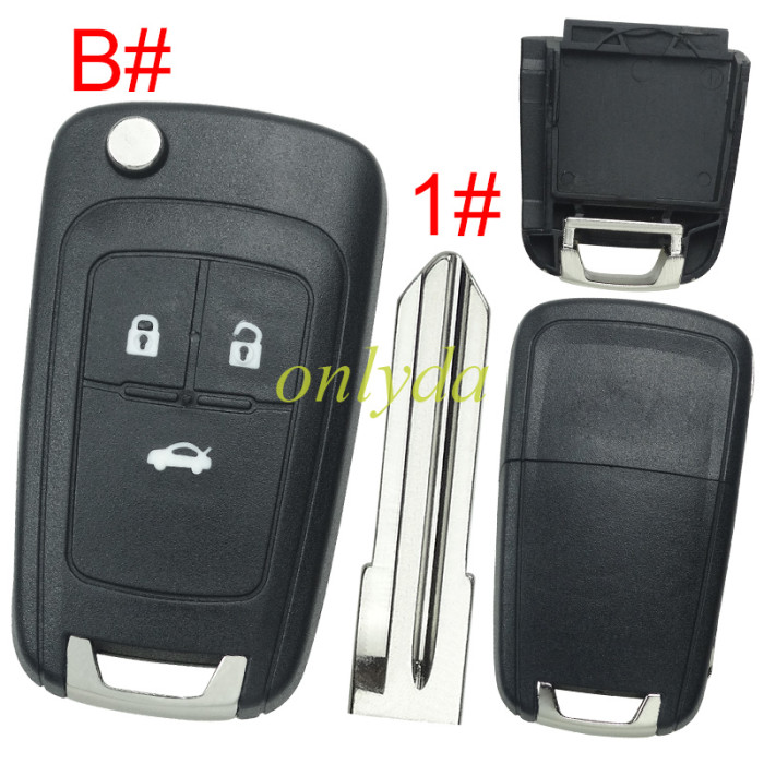 For  Chevrolet  remote key shell replacement  without battery clamp with cross badge place,   pls choose the button and blade
