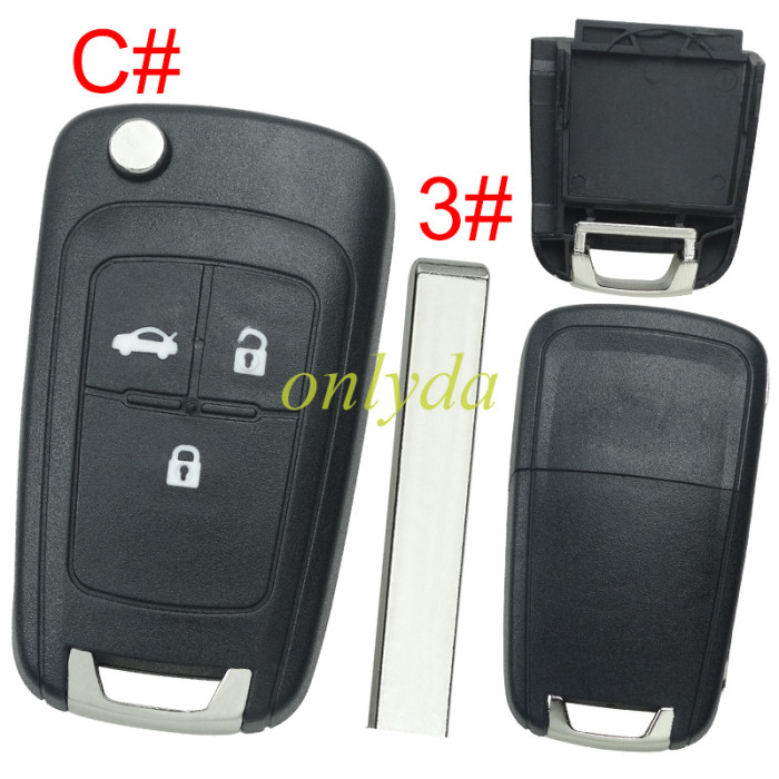 For  Chevrolet  remote key shell replacement  without battery clamp with cross badge place,   pls choose the button and blade