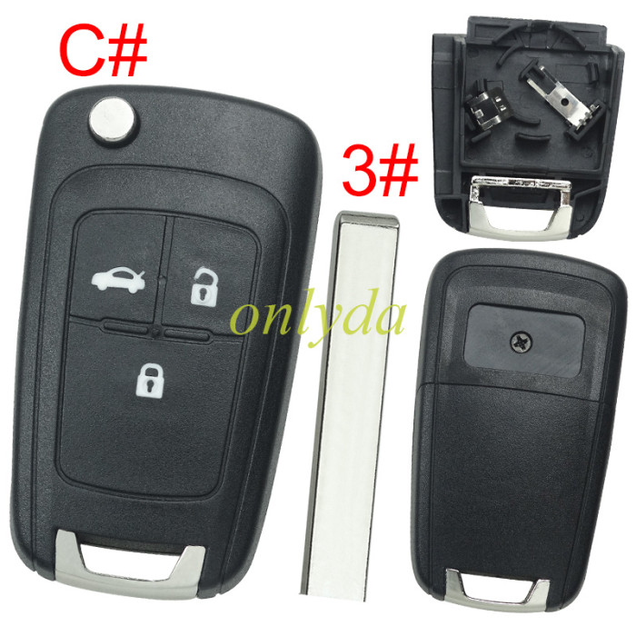 For Chevrolet  remote key shell replacement  with battery clamp with square logo place,   pls choose the button and blade