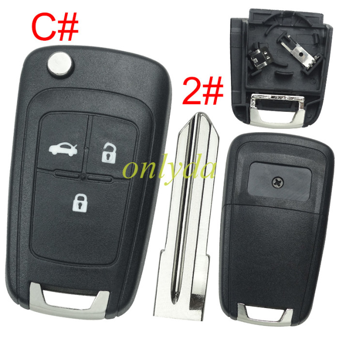 For Chevrolet  remote key shell replacement  with battery clamp with square logo place,   pls choose the button and blade