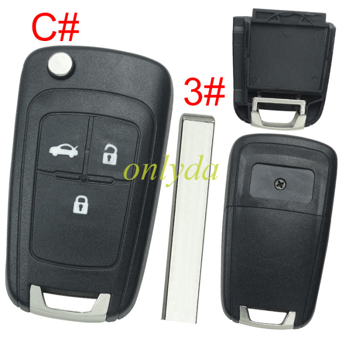 For Chevrolet  remote key shell replacement  without battery clamp with square badge place,   pls choose the button and blade