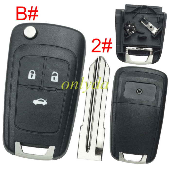 For Chevrolet  remote key shell replacement  with battery clamp with square logo place,   pls choose the button and blade