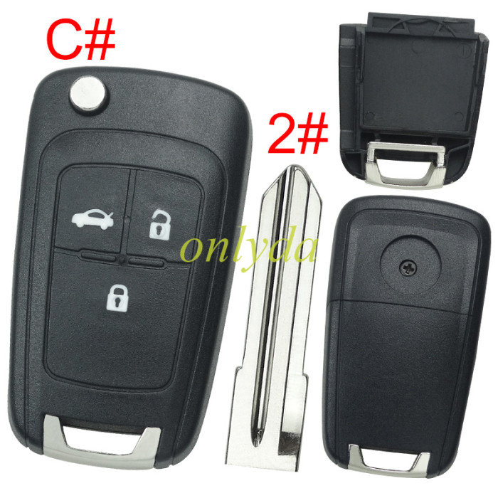 For Chevrolet  remote key shell replacement  without battery clamp with round badge place,   pls choose the button and blade