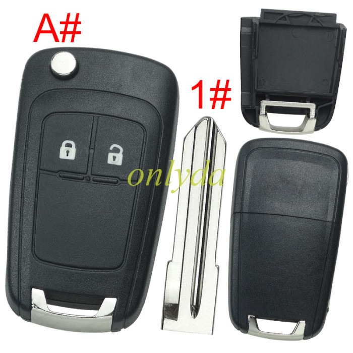For  Chevrolet  remote key shell replacement  without battery clamp with cross badge place,   pls choose the button and blade