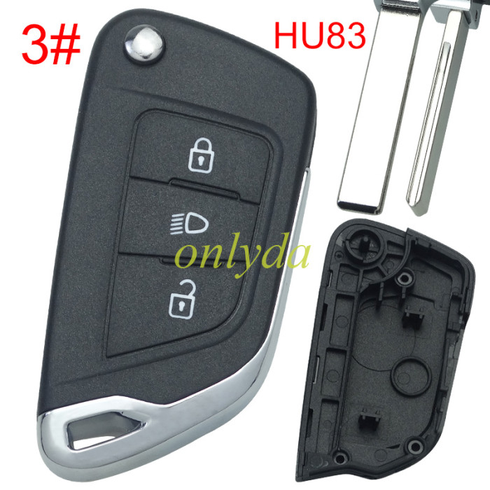 For Peugeot modified  remote key shell without battery clamp without badge place, blade HU83. pls choose the button type