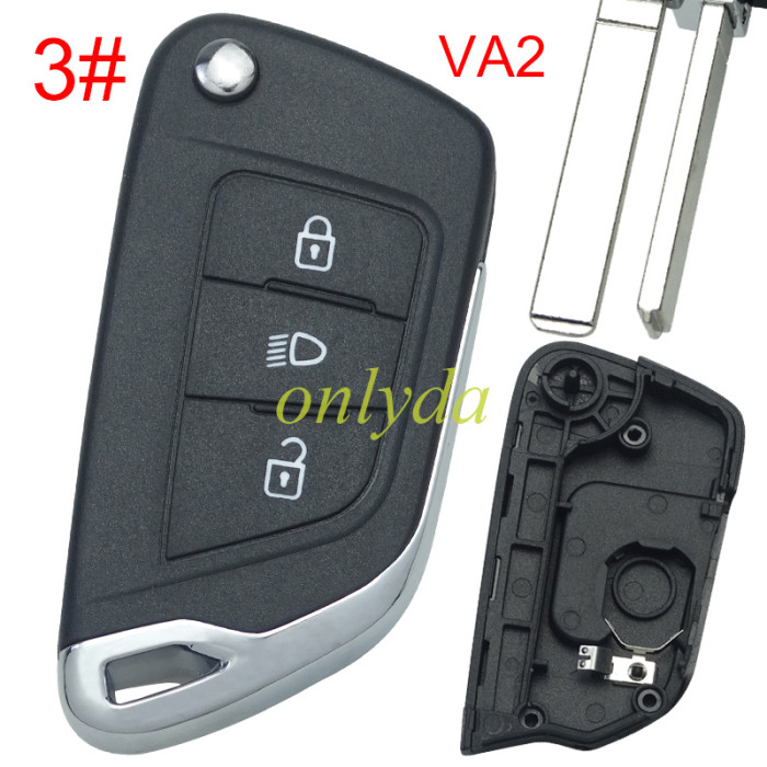 For Peugeot modified  remote key shell with battery clamp without badge place, blade VA2. pls choose the button type