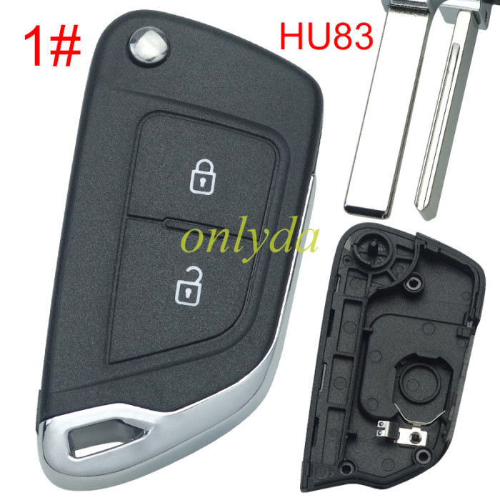 For Citroen modified  remote key shell with battery clamp without badge place, blade HU83. pls choose the button type