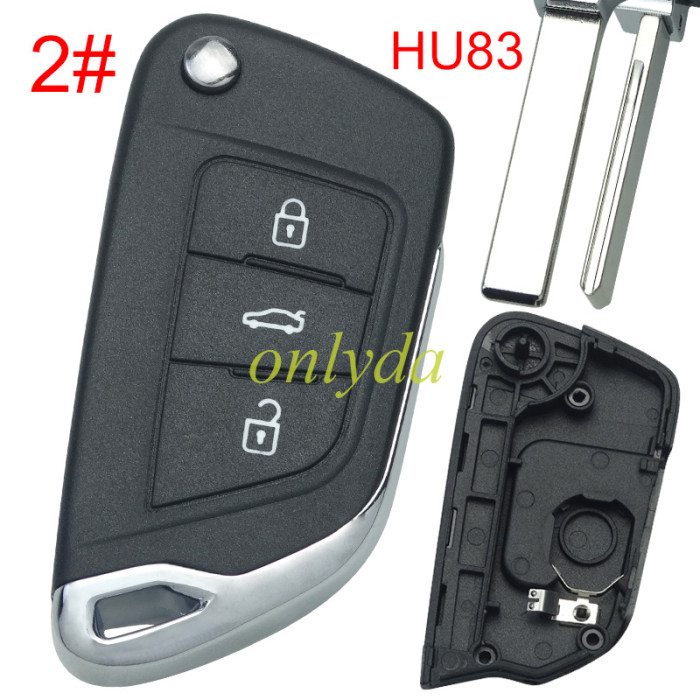 For Peugeot modified  remote key shell with battery clamp with badge place, blade HU83. pls choose the button type