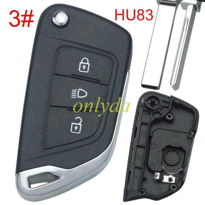 For Citroen modified  remote key shell with battery clamp without badge place, blade HU83. pls choose the button type