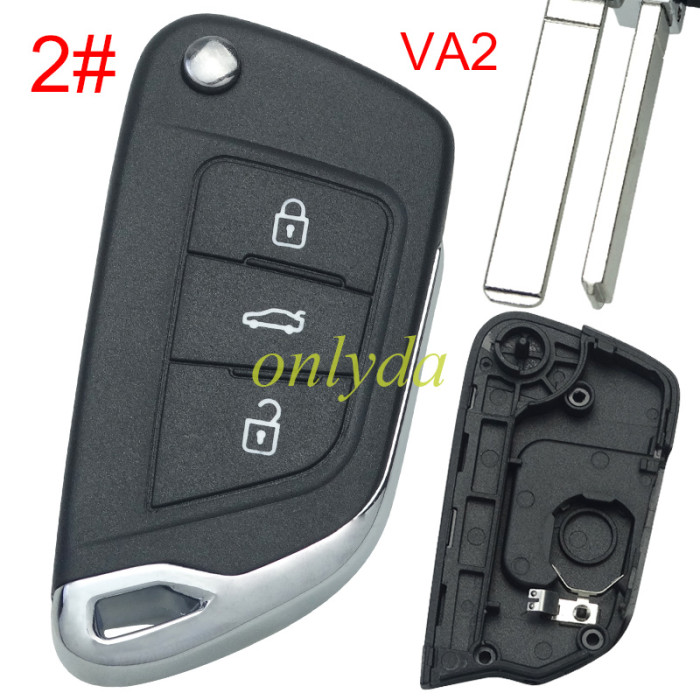 For Citroen modified  remote key shell with battery clamp without badge place, blade VA2. pls choose the button type