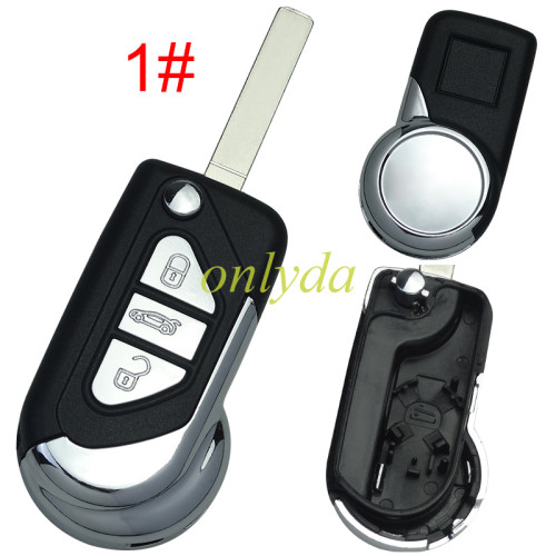 For Peugeot modified 3 button remote key shell with battery clamp, pls choose the blade type HU83/VA2