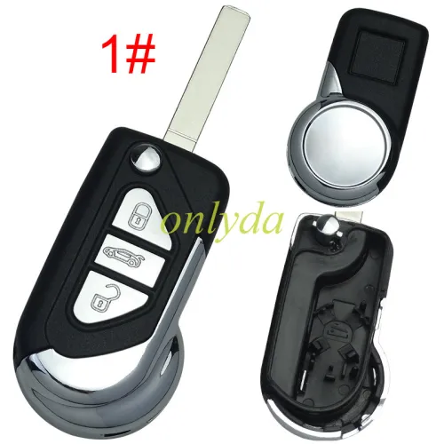 For Peugeot modified 3 button remote key shell with battery clamp, pls choose the blade type HU83/VA2