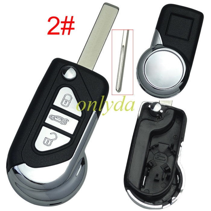 For Peugeot modified 3 button remote key shell with battery clamp, pls choose the blade type HU83/VA2