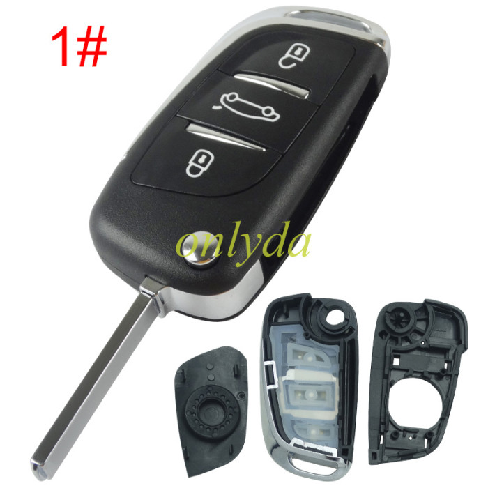 For Citroen 3 button remote key shell with DS badge, pls choose the blade HU83/VA2