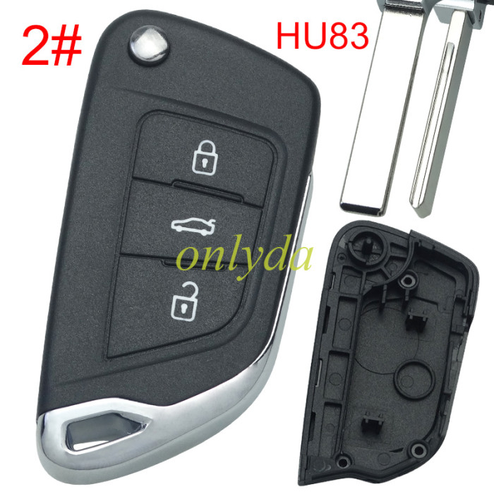 For Citroen modified  remote key shell without battery clamp with badge place, blade HU83. pls choose the button type