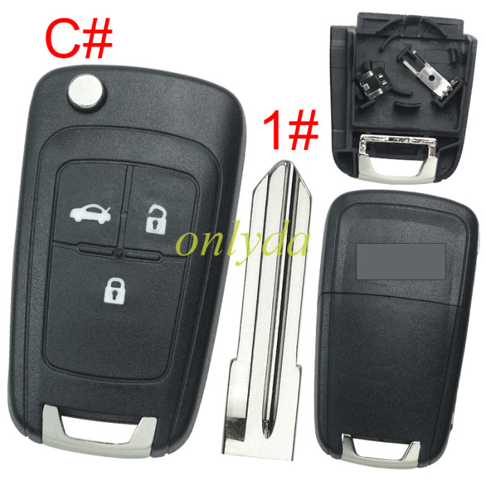 For Chevrolet  remote key shell replacement  with battery clamp with cross logo place,   pls choose the button and blade