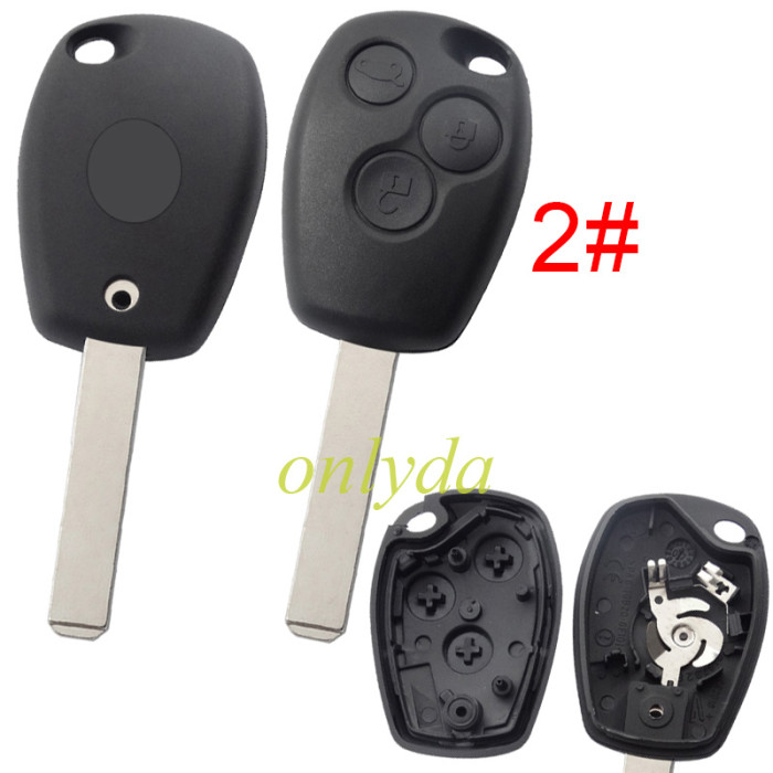 For  Renault 2/3 button  key blank with stainless steel battery clamp, with badge , pls choose button