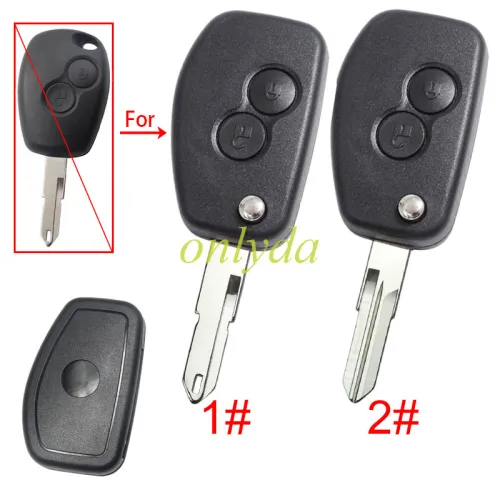 For Renault 2 button remote modified  flip key shell with blade , 1#206 2#Vac102 pls choose blade