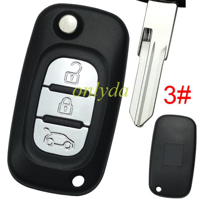 For Renault 3 button remote key blank ,with badge , 1#VA2 2#HU83 3#VAC102 4#NE73 ,pls choose blade
