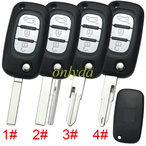 For Renault 3 button remote key blank ,with badge , 1#VA2 2#HU83 3#VAC102 4#NE73 ,pls choose blade
