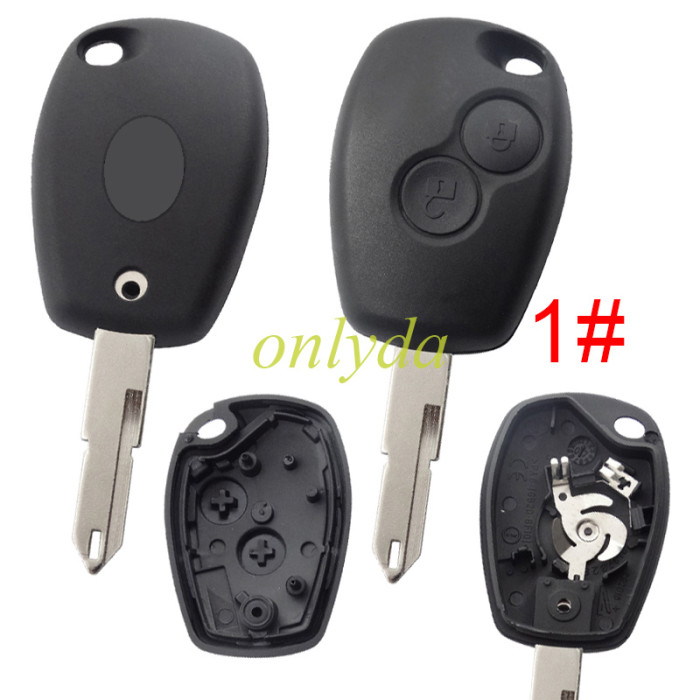 For Renault 2/3 button  key blank with stainless steel battery clamp with NE73 and Vac102, with badge.pls choose button and blade