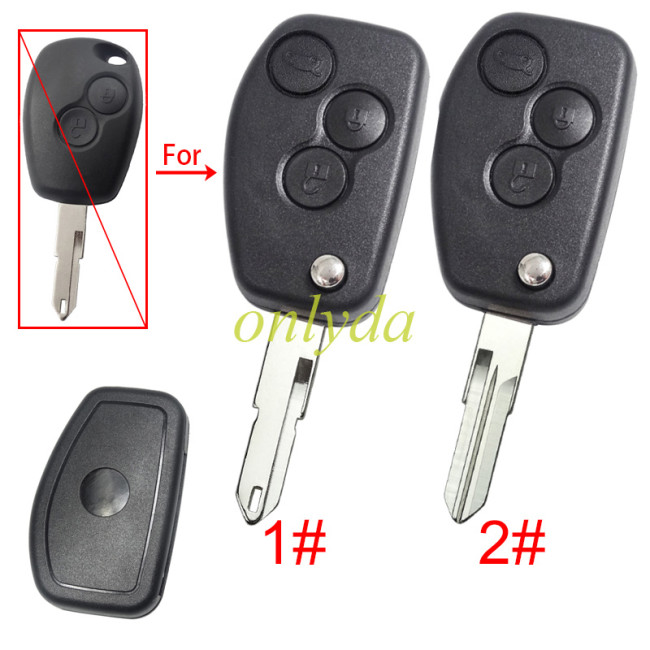 For Renault 3 button remote modified flip key shell with blade , 1#206 2#Vac102 pls choose blade