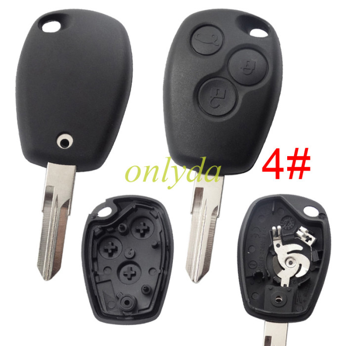 For Renault 2/3 button  key blank with stainless steel battery clamp with NE73 and Vac102, without badge.pls choose button and blade