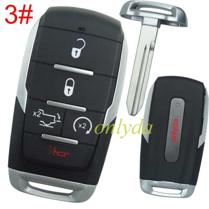 For Chrysler  key shell with light emergency blade included,with RAM badge, pls choose the button