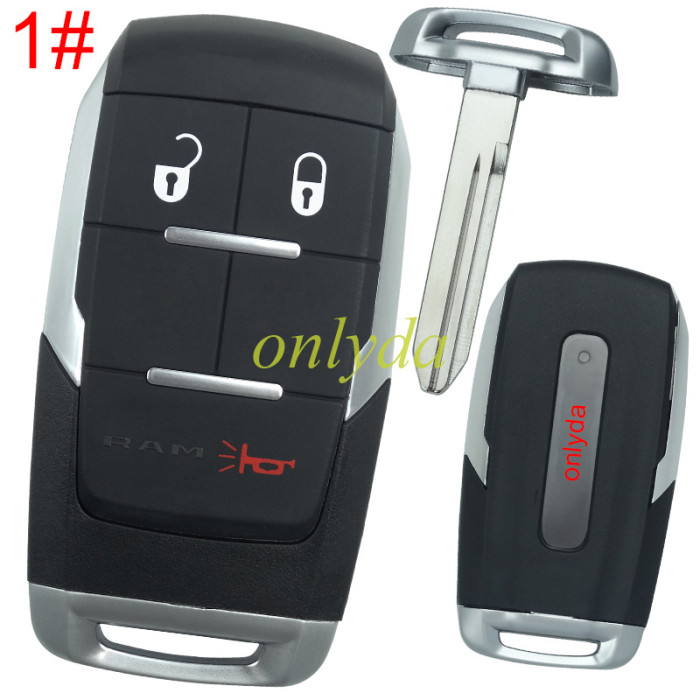 For Chrysler  key shell without light, emergency blade included,with RAM badge, pls choose the button