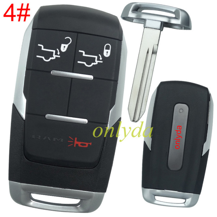 For Chrysler  key shell without light, emergency blade included,with RAM badge, pls choose the button