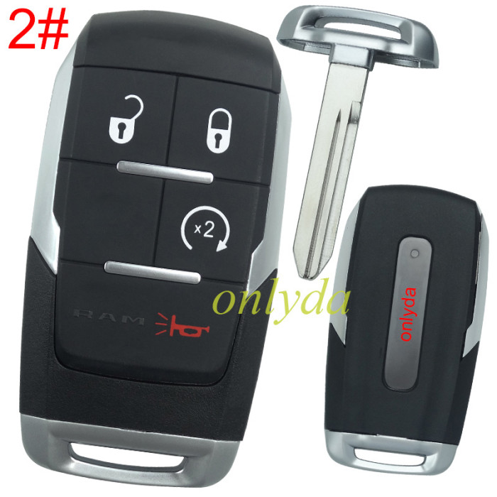 For Chrysler  key shell without light, emergency blade included,with RAM badge, pls choose the button