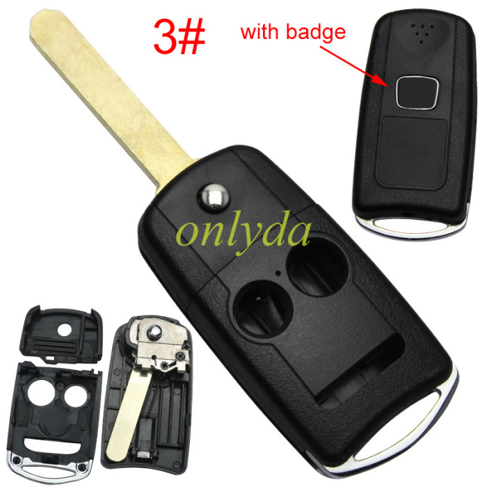 For Honda  flip remote key blank with badge, pls choose button .