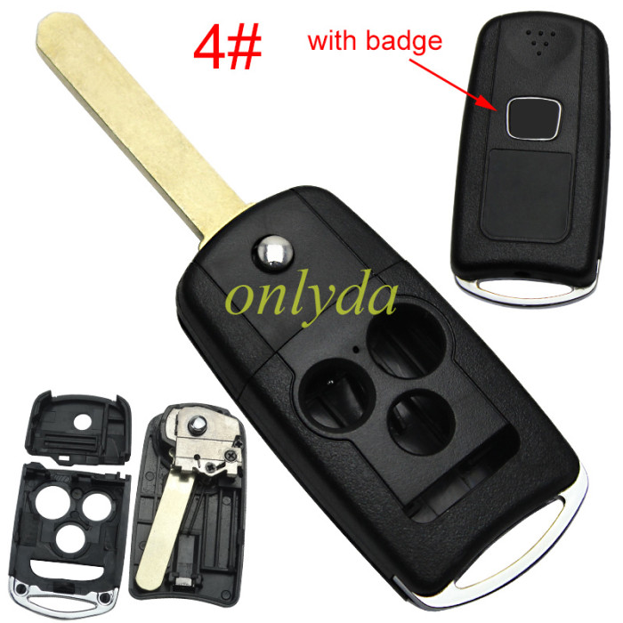 For Honda  flip remote key blank with badge, pls choose button .