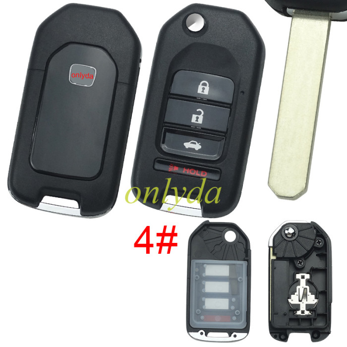 For Honda  modified remote key shell with badge , pls choose button