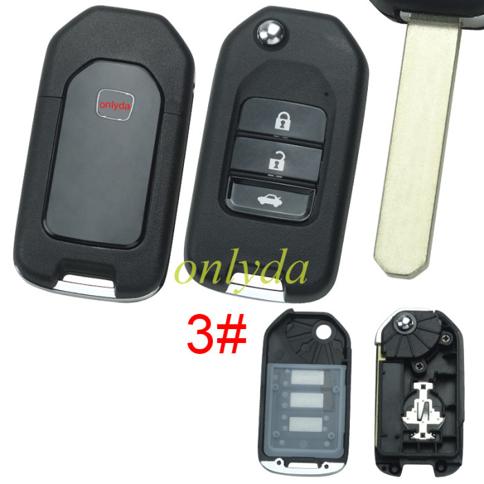 For Honda  modified remote key shell with badge , pls choose button